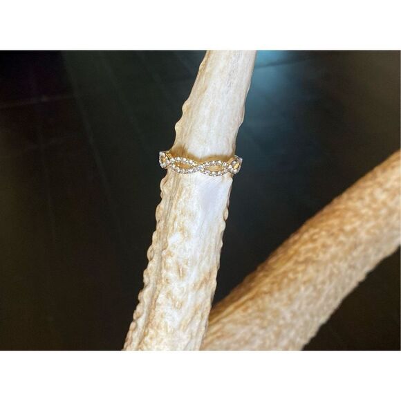 Rose Gold Plated Infinity Eternity Ring Simple Band Ring 3pcs Set Zircon Gemston - Picture 3 of 8